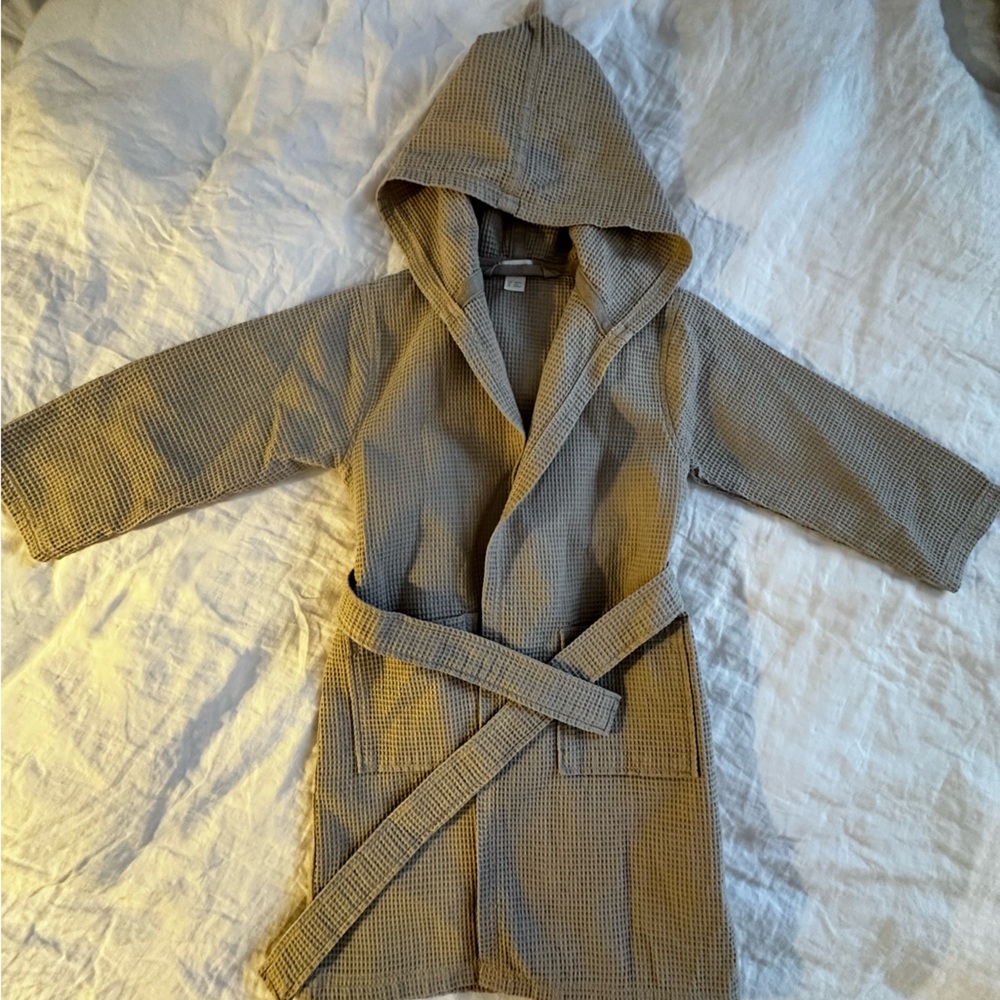 H&M Beige Waffle Knit Hooded Robe 4-6Y